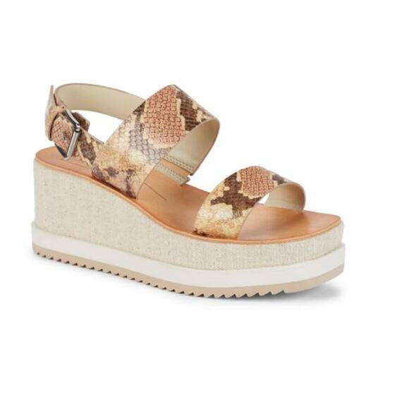 Dolce Vita Idrah Embossed Leather Sandals 8.5 Tan Beige Brown Platform 90s Y2K - Picture 2 of 7